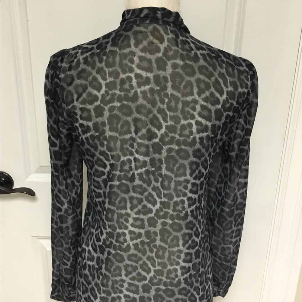 Michael Kors Black Leopard Print Chiffon Blouse - Picture 2 of 8